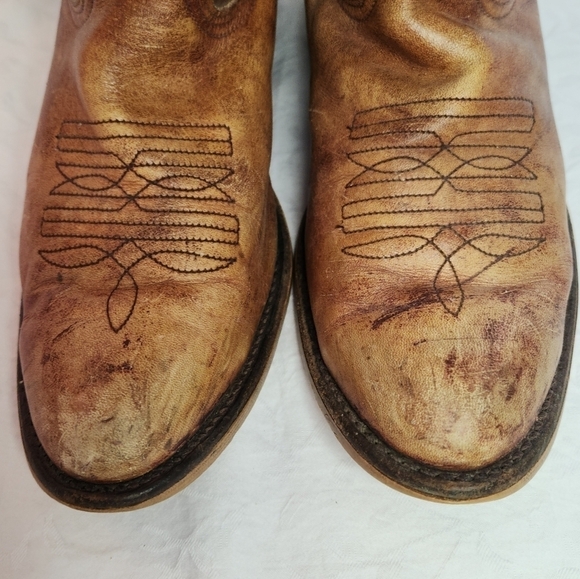 Vintage Tan Leather Cowboy Boots - Picture 7 of 12